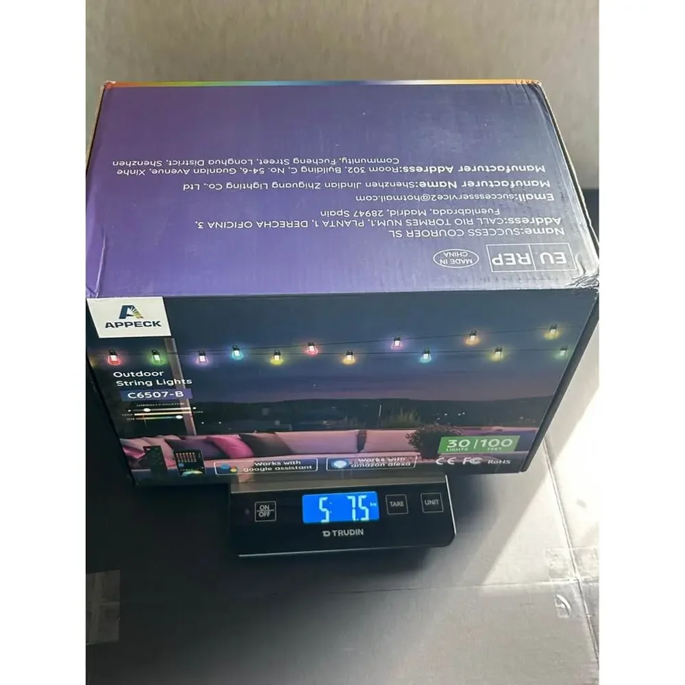 APPECK Smart RGBW Outdoor String Lights 100 ft 30 Bulbs Alexa Google IP65